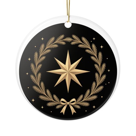 Gold Star Wreath Christmas Ornament