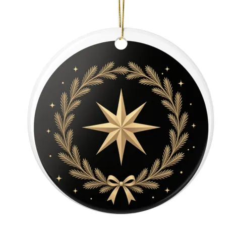 Gold Star Wreath Christmas Ornament